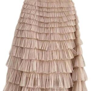 Women's Long Maxi Tulle Skirts A Line Ruffle High Waisted Tiered Layered Mesh Tu